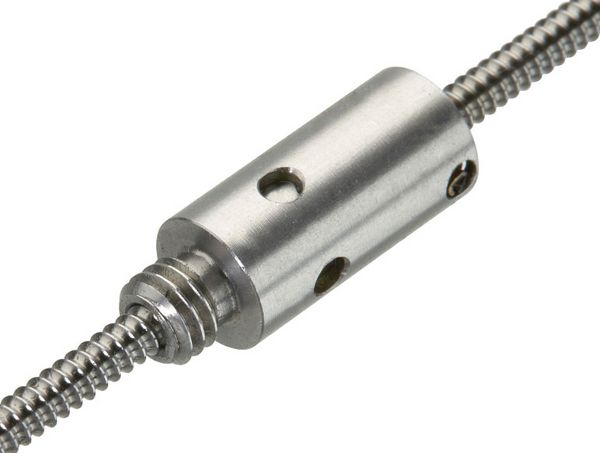 Spring preloaded double nut with 2-point contact and internal ball return